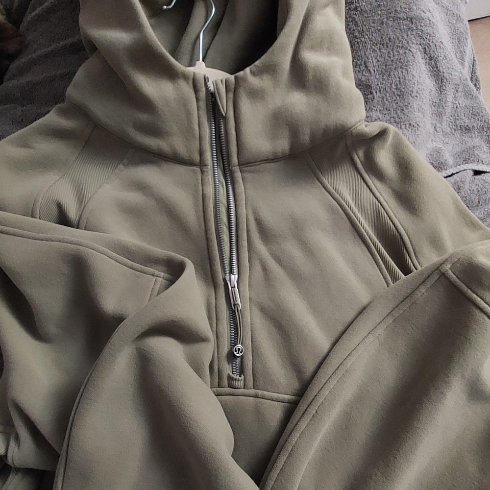 Olive drab green 3/4 zip hoodie